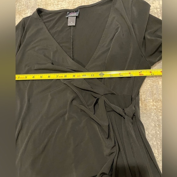 Oh Baby By Motherhood Black Elbow Sleeve Wrap Ity Dress W/ Waist Tie Size Medium - Picture 9 of 9